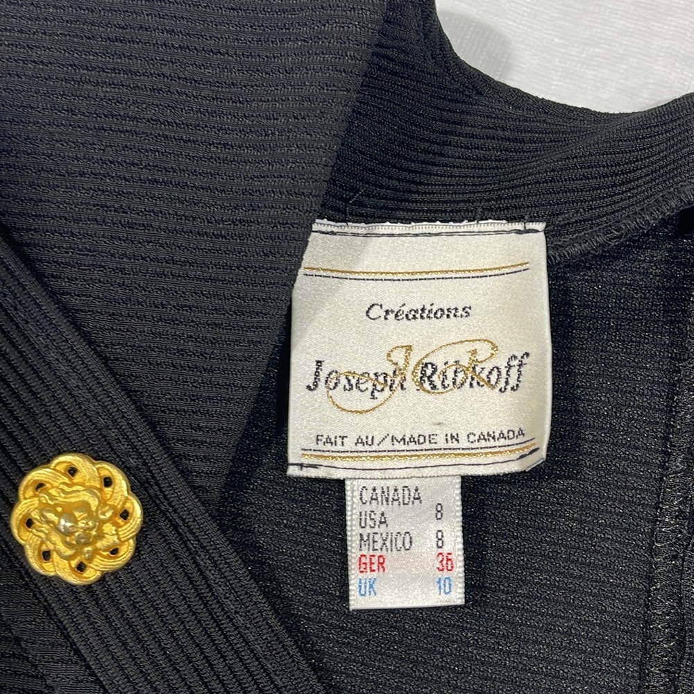 Vintage Joseph Ribkoff women size 8 dress black cocktail sleeveless gold decor - Picture 10 of 16